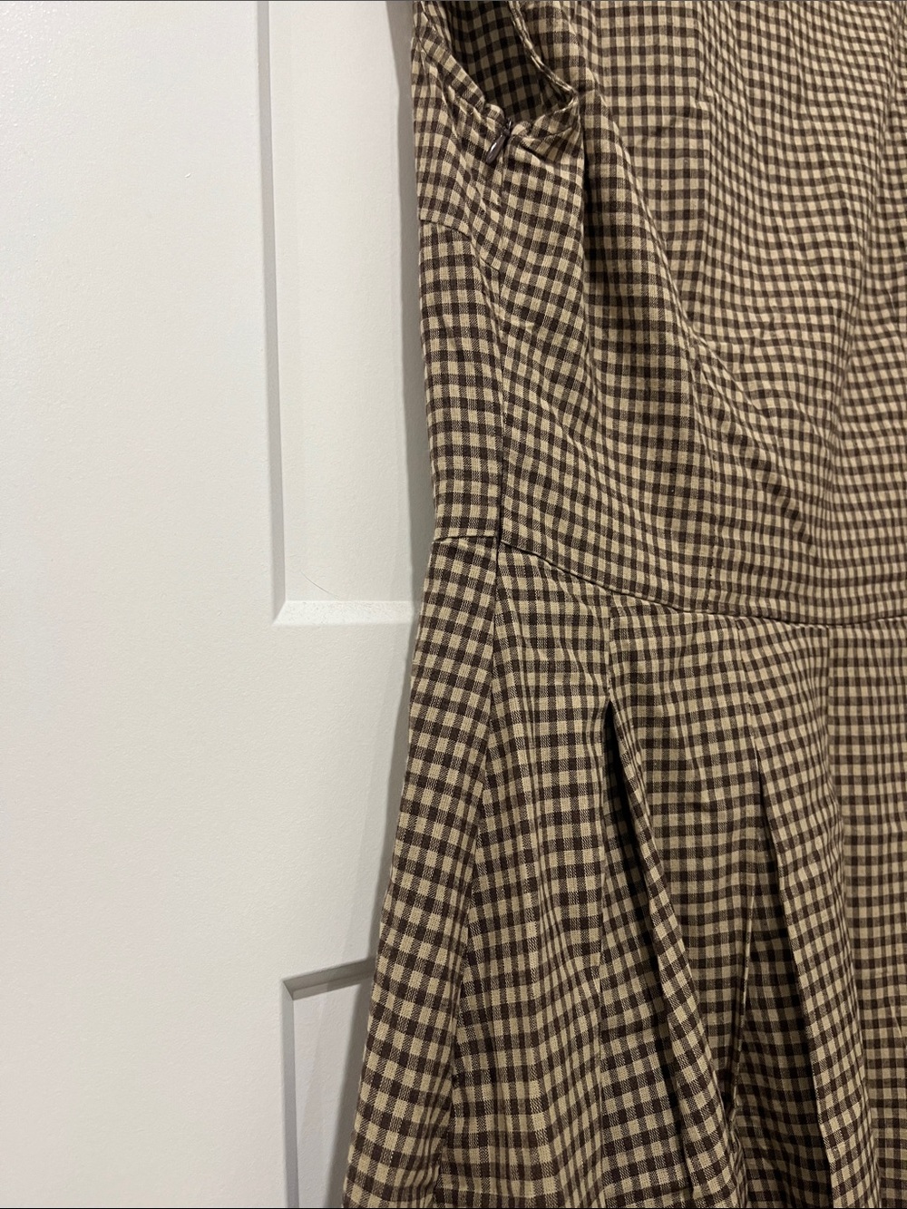Rihoas NWT Brown Plaid Button Down Pleated Midi Dress S - Picture 10 of 14